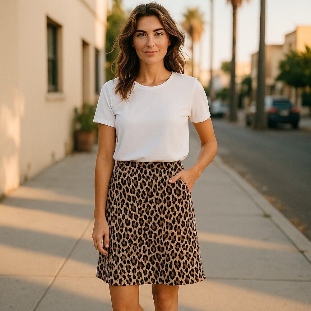 J. Crew Animal Print Side Zip Pencil Skirt- size 4 - Picture 2 of 8